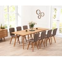 Mark Harris Tribeca Oak 200cm Extending Dining Set and 8 Brown Dining Chairs