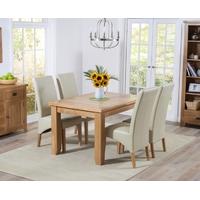 Mark Harris York Solid Oak 130cm Extending Dining Set with 4 Roma Cream Dining Chairs