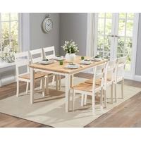 Mark Harris Chichester Oak and Cream 150cm Dining Set with 6 Dining Chairs