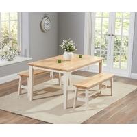 mark harris chichester oak and cream 150cm dining set with 2 benches