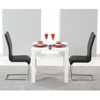 Mark Harris Hereford White High Gloss Dining Set with 2 Black Malibu Dining Chairs