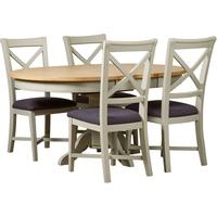 Mark Webster Bordeaux Painted Pedestal Dining Set - Round Extending with 4 Cross Back Chairs with Fabric Seat Pad