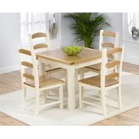 Mark Harris Windsor Painted Cream with Natural Ash Top 90cm Dining Set with 4 Dining Chairs