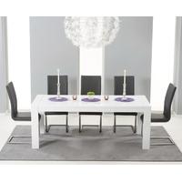 Mark Harris Venice White High Gloss Extending Dining Set with 6 Grey Dining Chairs
