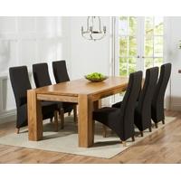 mark harris tampa solid oak 180cm dining set with 6 harley charcoal di ...