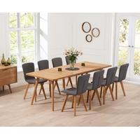 Mark Harris Tribeca Oak 200cm Extending Dining Set with 8 Charcoal Dining Chairs