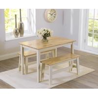 Mark Harris Chichester Oak and Cream 115cm Dining Set with 2 Benches
