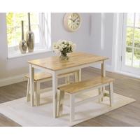 mark harris chichester oak and cream 115cm dining set with 2 benches