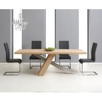 Mark Harris Montana Solid Oak and Metal 225cm Dining Set with 4 Malibu Grey Dining chairs