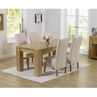 Mark Harris Tampa Solid Oak 150cm Dining Set with 4 Roma Cream Dining Chairs