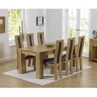 Mark Harris Tampa Solid Oak 180cm Dining Set with 6 Havana Brown Dining Chairs