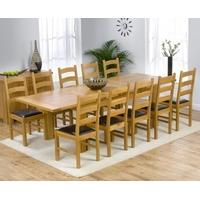 Mark Harris Rustique Solid Oak 180cm Extending Dining Set with 10 Valencia Brown Dining Chairs