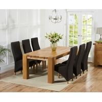 mark harris madrid solid oak 240cm dining set with 6 harley charcoal d ...