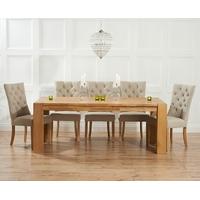 Mark Harris Madrid Solid Oak 240cm Dining Set with 6 Albury Beige Dining Chairs