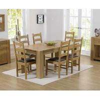 Mark Harris Tampa Solid Oak 150cm Dining Set with 6 Valencia Brown Dining Chairs