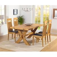 Mark Harris Avignon Solid Oak 165cm Extending Dining Set with 4 Monte Carlo Black Dining Chairs