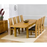 Mark Harris Rustique Solid Oak 180cm Extending Dining Set with 8 Arizona Brown Dining Chairs