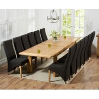 mark harris rustique solid oak 220cm extending dining set with 12 harl ...