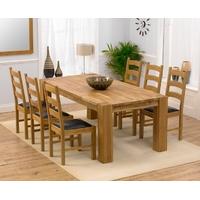 Mark Harris Madrid Solid Oak 200cm Extending Dining Set with 6 Valencia Brown Dining Chairs