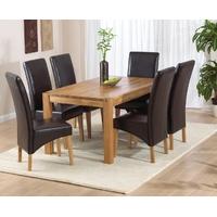 Mark Harris Verona Solid Oak 150cm Dining Set with 6 Roma Brown Dining Chairs