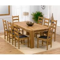 Mark Harris Madrid Solid Oak 200cm Extending Dining Set with 8 Valencia Brown Dining Chairs