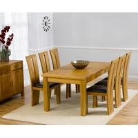 mark harris rustique solid oak 180cm extending dining set with 6 arizo ...