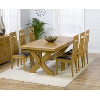Mark Harris Avignon Solid Oak 200cm Extending Dining Set with 6 Monte Carlo Brown Dining Chairs