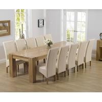 mark harris tampa solid oak 300cm dining set with 10 roma cream dining ...
