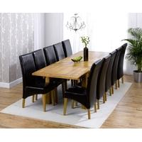 mark harris rustique solid oak 180cm extending dining set with 10 veni ...