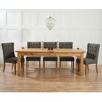 mark harris rustique solid oak 220cm extending dining set with 6 stefi ...