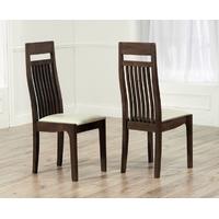 Mark Harris Monte Carlo Solid Dark Oak Dining Chair - Cream Leather Seat (Pair)