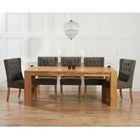 mark harris madrid solid oak 240cm dining set with 6 stefini grey dini ...