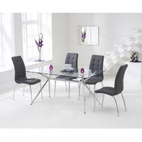 Mark Harris Salento 150cm Glass Dining Set with 4 California Grey Dining Chairs