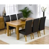 mark harris rustique solid oak 180cm extending dining set with 6 rusti ...