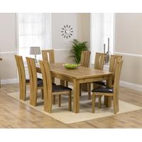 mark harris rustique solid oak 220cm extending dining set with 8 arizo ...