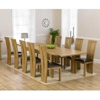 mark harris rustique solid oak 220cm extending dining set with 10 ariz ...