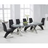 Mark Harris Cilento 160cm Glass Extending Dining Set with 6 Hereford Z Black Dining Chairs