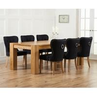 Mark Harris Tampa Solid Oak 220cm Dining Set with 6 Kalim Black Dining Chairs