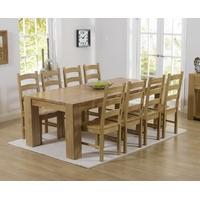 mark harris tampa solid oak 220cm dining set with 8 valencia timber di ...