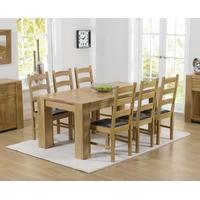 Mark Harris Tampa Solid Oak 180cm Dining Set with 6 Valencia Brown Dining Chairs