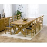 Mark Harris Avignon Solid Oak 200cm Extending Dining Set with 8 Valencia Brown Dining Chairs
