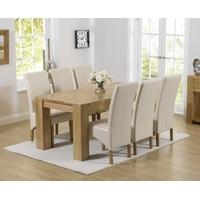 mark harris tampa solid oak 180cm dining set with 6 roma cream dining  ...