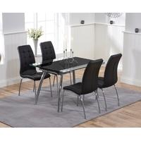 Mark Harris Roehampton Black Glass Extending Dining Set with 4 California Black Dining Chairs