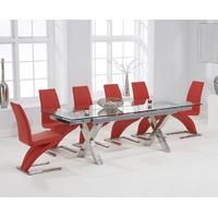 Mark Harris Cilento 160cm Glass Extending Dining Set with 6 Hereford Z Red Dining Chairs