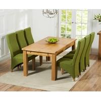 Mark Harris Rustique Solid Oak 180cm Extending Dining Set with 6 Harley Lime Dining Chairs