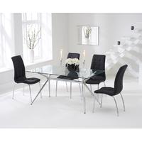 Mark Harris Salento 150cm Glass Dining Set with 4 California Black Dining Chairs