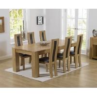 Mark Harris Tampa Solid Oak 220cm Dining Set with 6 Havana Brown Dining Chairs