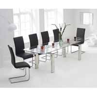 Mark Harris Lunetto 200cm Glass Extending Dining Set with 6 Malibu Black Dining Chairs