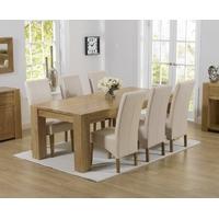 Mark Harris Tampa Solid Oak 220cm Dining Set with 6 Roma Cream Dining Chairs