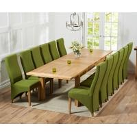 mark harris rustique solid oak 220cm extending dining set with 12 harl ...